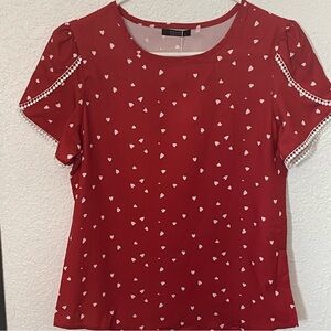 AOGESI CASUAL WOMEN’S TOP Short Sleeve with petals lace  Size Small